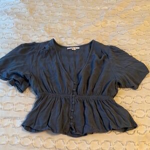 O'Neill Navy Button-Down Blouse